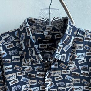 Men's Vintage Motorcycle Print Casual Shirt